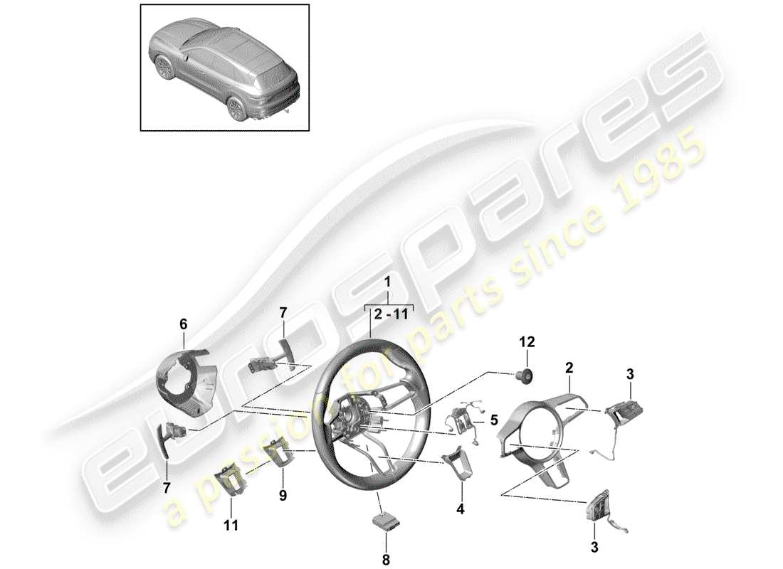 Porsche Cayenne E3 (2018) VOLANTE Diagrama de piezas