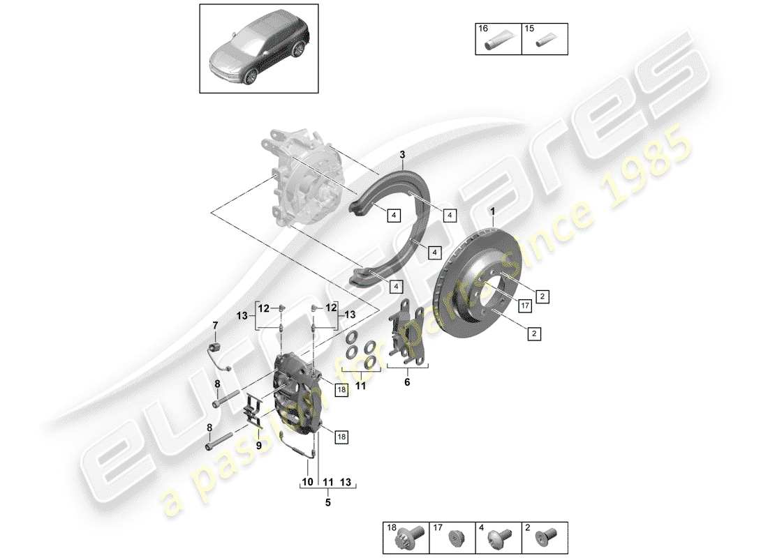 Porsche Cayenne E3 (2018) frenos de disco Diagrama de piezas