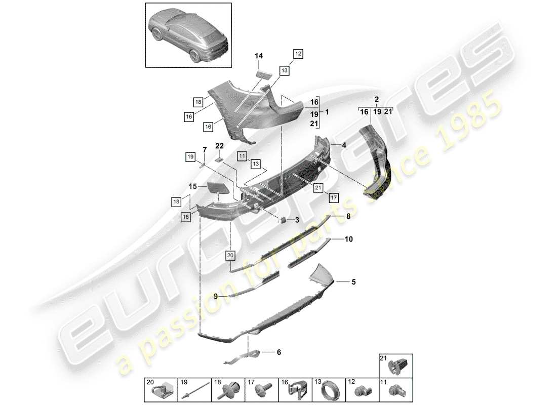 Porsche Cayenne E3 (2018) PARACHOQUE Diagrama de piezas