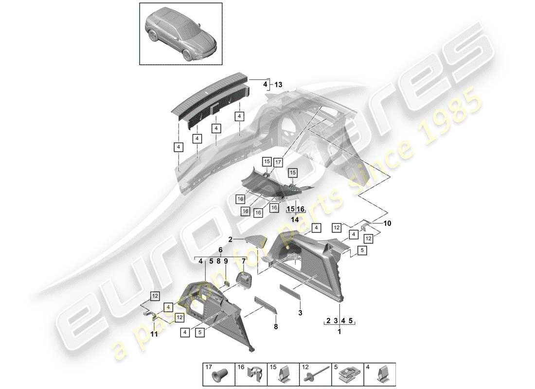 Porsche Cayenne E3 (2018) FORRO DE BOTA Diagrama de piezas