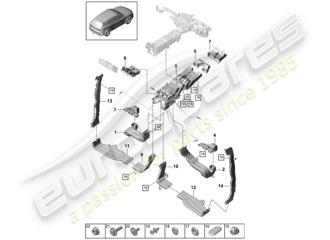 Porsche Cayenne E3 (2018) ducto de aire Diagrama de piezas