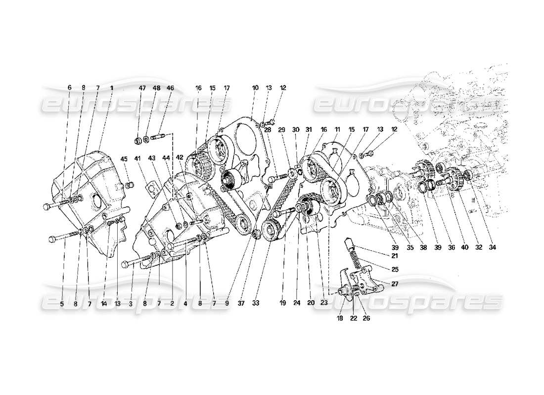 Ferrari F40 Sincronización - Controles Diagrama de piezas