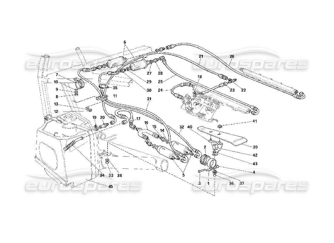 Ferrari F40 Bomba y tubería de combustible -No para EE.UU.- Diagrama de piezas