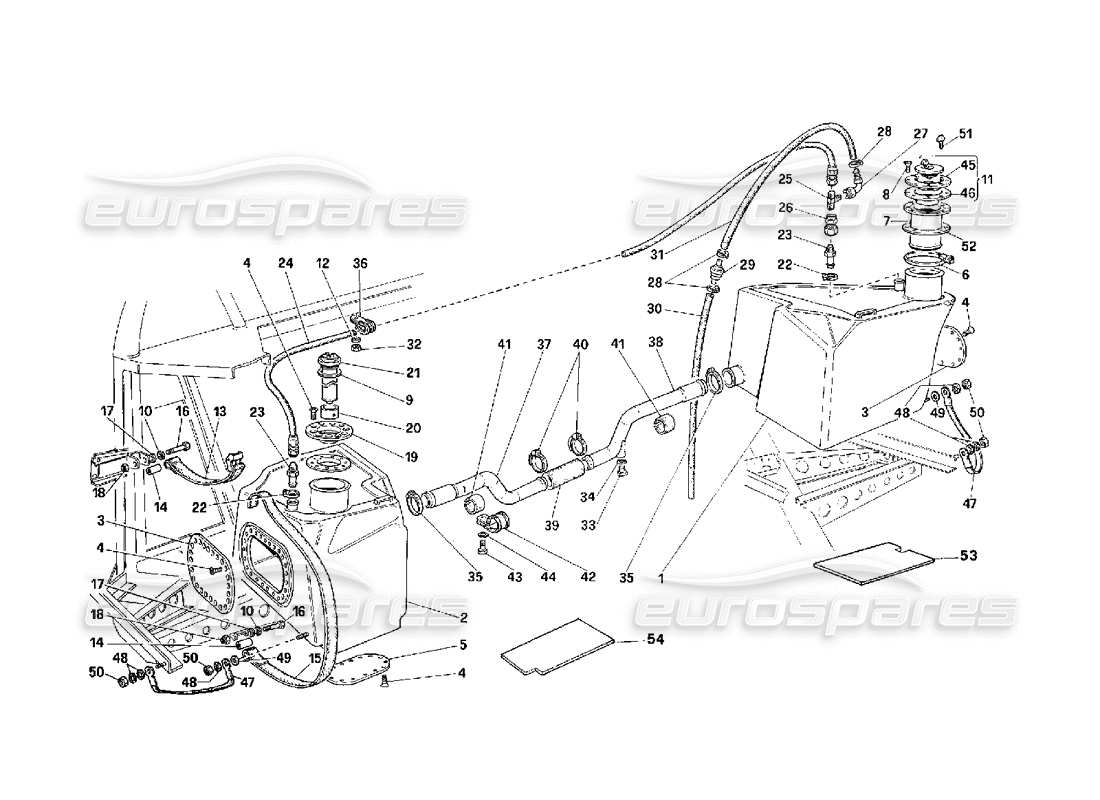 Ferrari F40 Tanques y sistema de ventilación de gasolina -No para EE. UU.- Diagrama de piezas