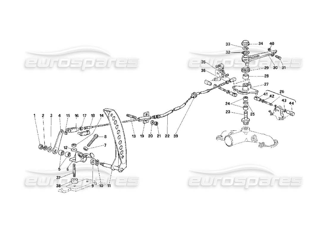 Ferrari F40 Control del acelerador Diagrama de piezas