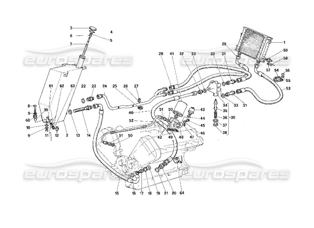 Ferrari F40 Sistema de lubricación Diagrama de piezas