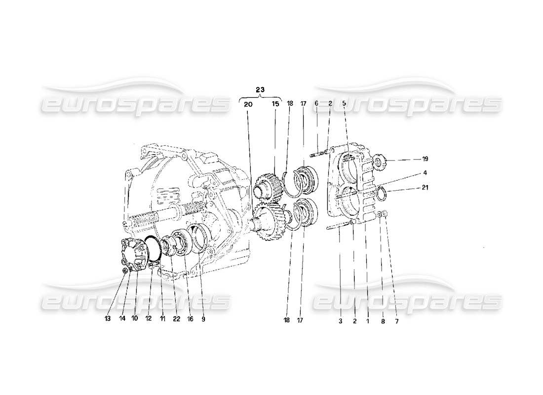 Ferrari F40 Transmisión de caja de cambios Diagrama de piezas