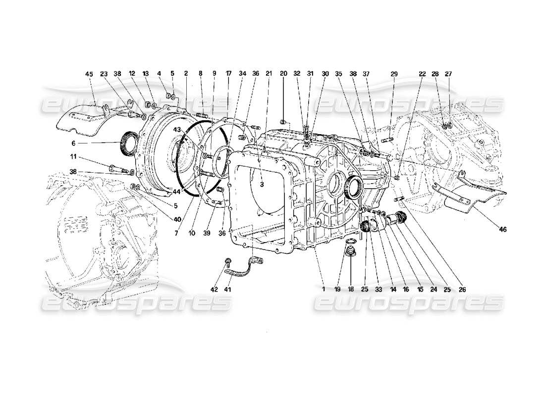 Ferrari F40 Caja de cambios diferencial Diagrama de piezas