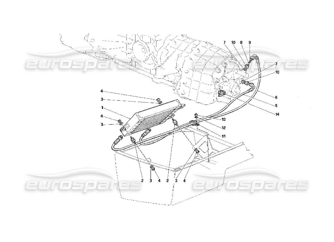 Ferrari F40 Lubricación de engranajes Diagrama de piezas