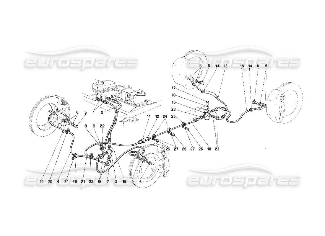 Ferrari F40 Sistema de frenos -No para EE. UU.- Diagrama de piezas