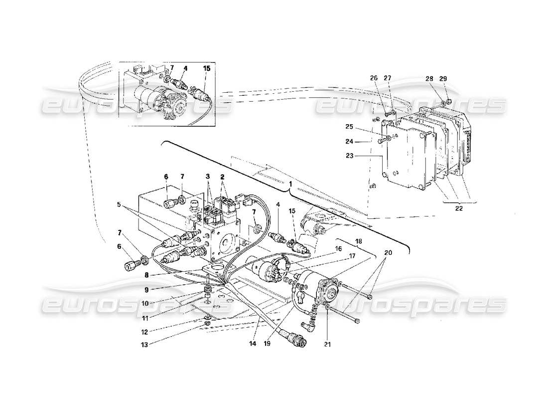 Ferrari F40 Sistemas de elevación -Unidades- Diagrama de piezas