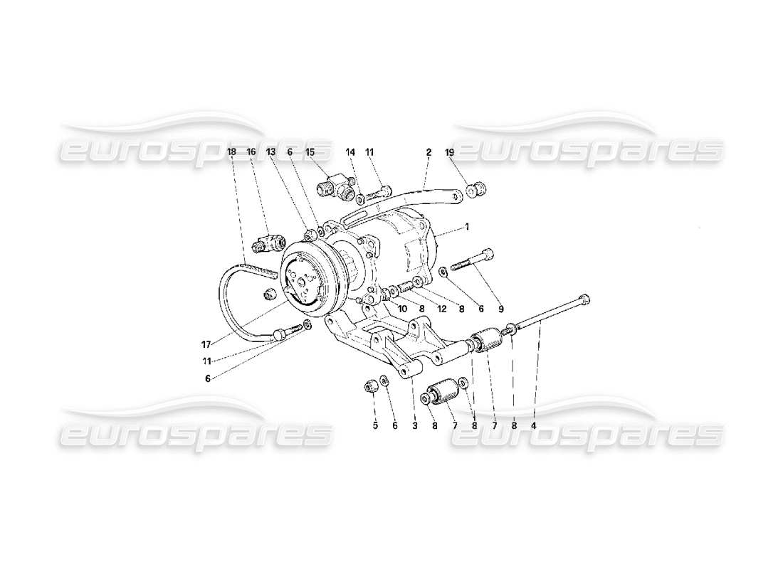 Ferrari F40 Compresor de aire acondicionado Diagrama de piezas