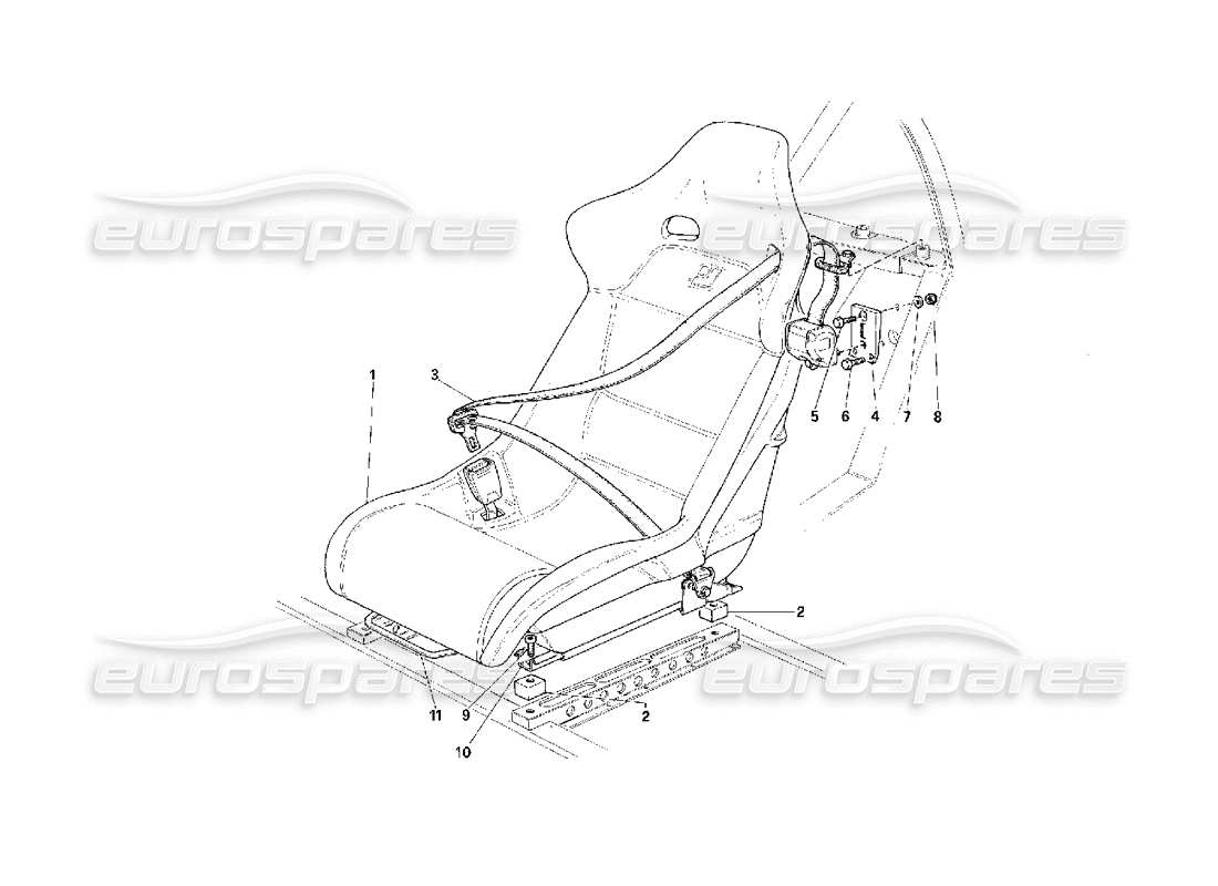 Ferrari F40 Asientos - Cinturones de seguridad -No para EE. UU.- Diagrama de piezas