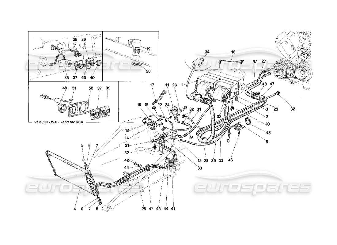Ferrari F40 Sistema de aire acondicionado Diagrama de piezas