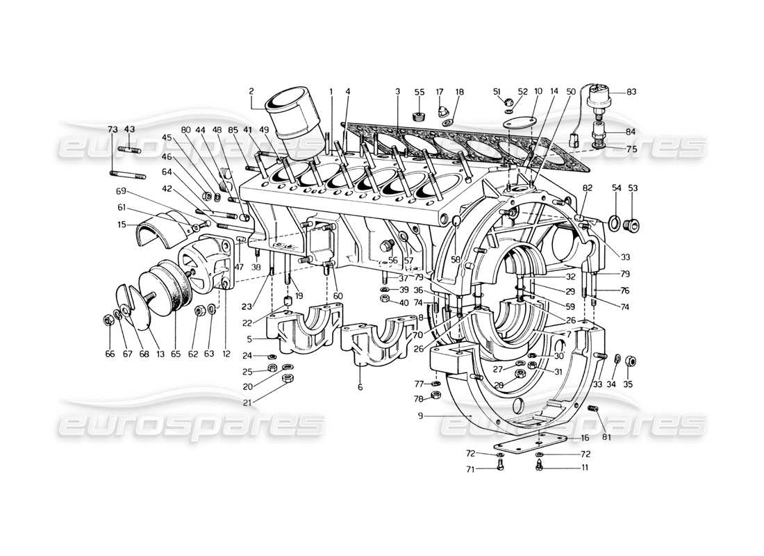 Ferrari 400 GT (mecánico) CRANKCASE Diagrama de piezas