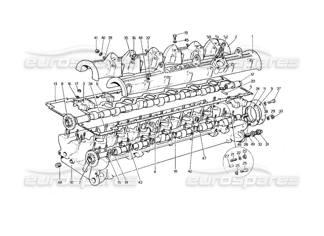 Ferrari 400 Diagrama de piezas de culata GT (mecánica) (derecha)