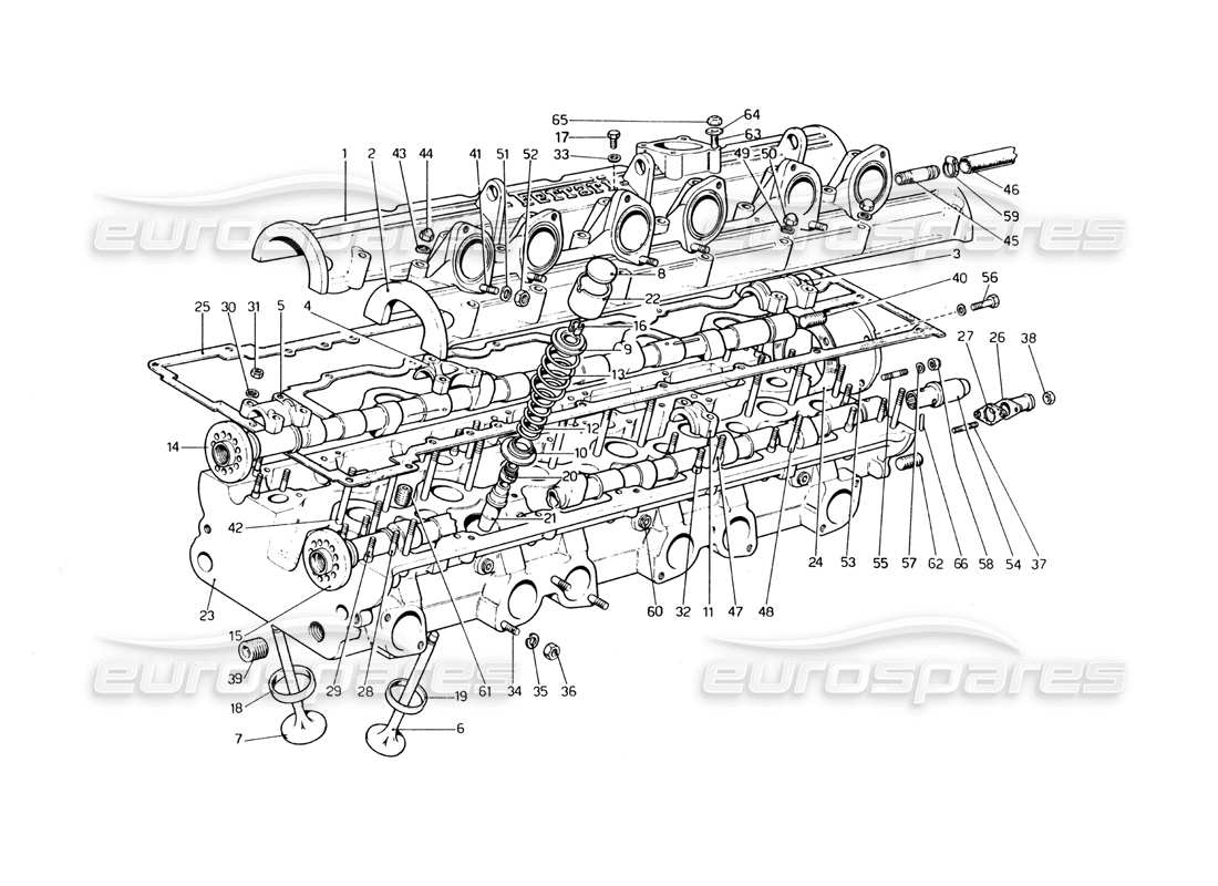 Ferrari 400 Diagrama de piezas de culata GT (mecánica) (izquierda)