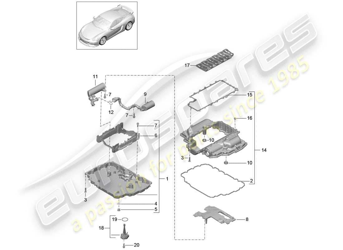 Porsche Cayman GT4 (2016) COLECTOR DE ACEITE Diagrama de piezas
