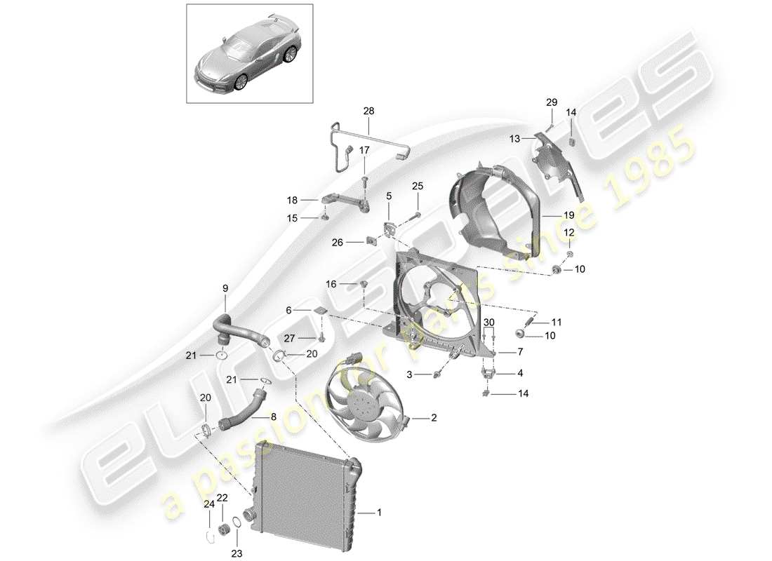 Porsche Cayman GT4 (2016) water cooling 2 Diagrama de piezas