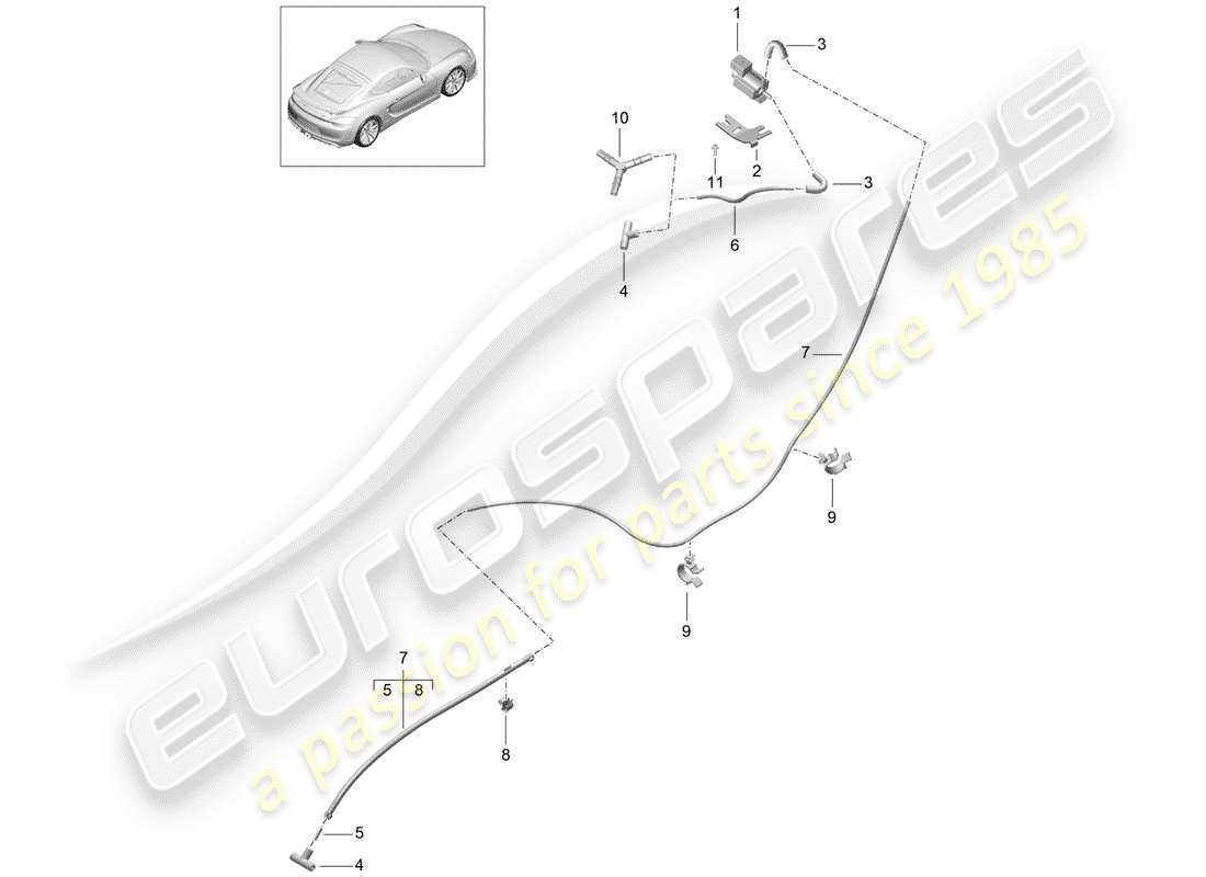 Porsche Cayman GT4 (2016) Sistema de escape Diagrama de piezas
