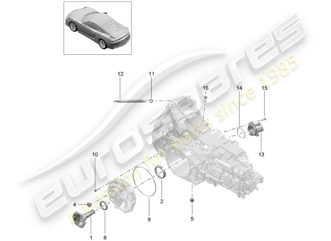 Porsche Cayman GT4 (2016) Manual Gearbox Diagrama de piezas