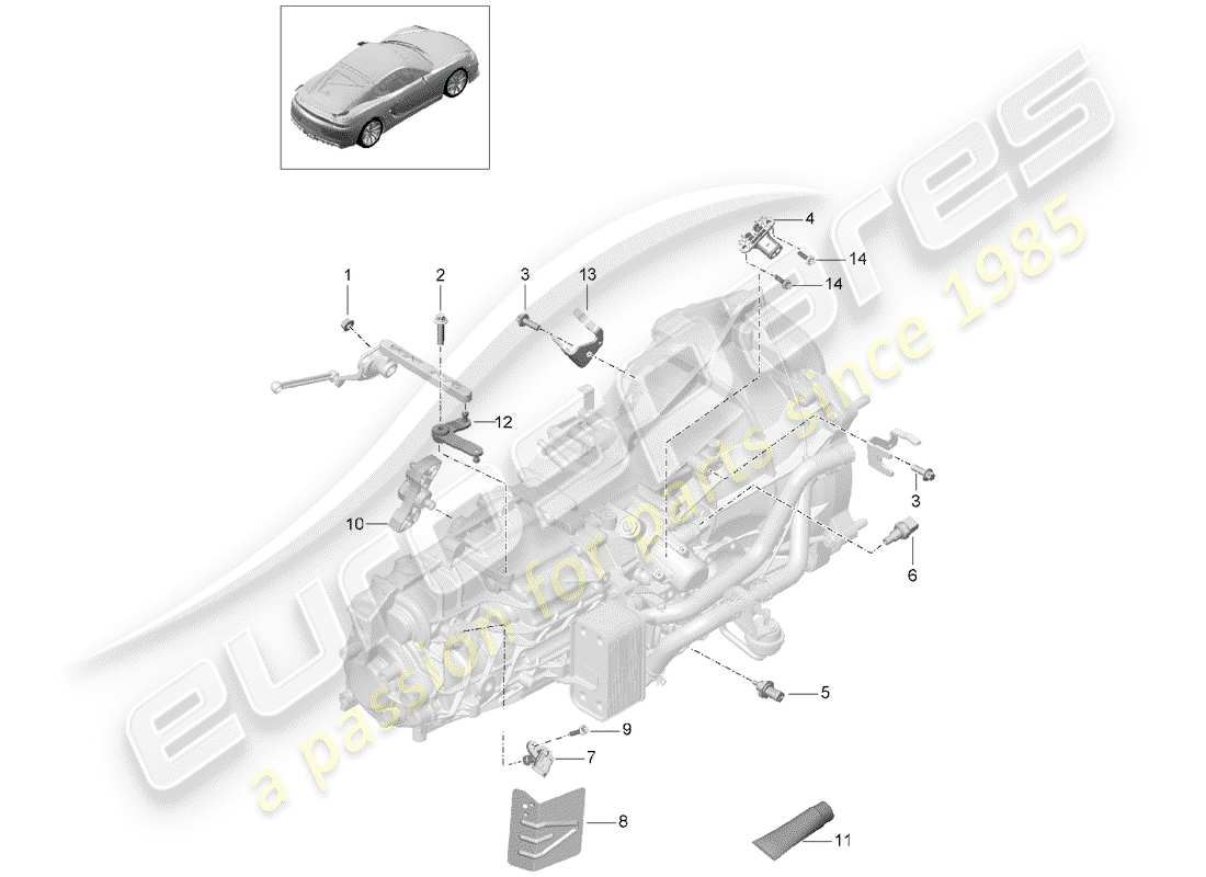 Porsche Cayman GT4 (2016) Manual Gearbox Diagrama de piezas