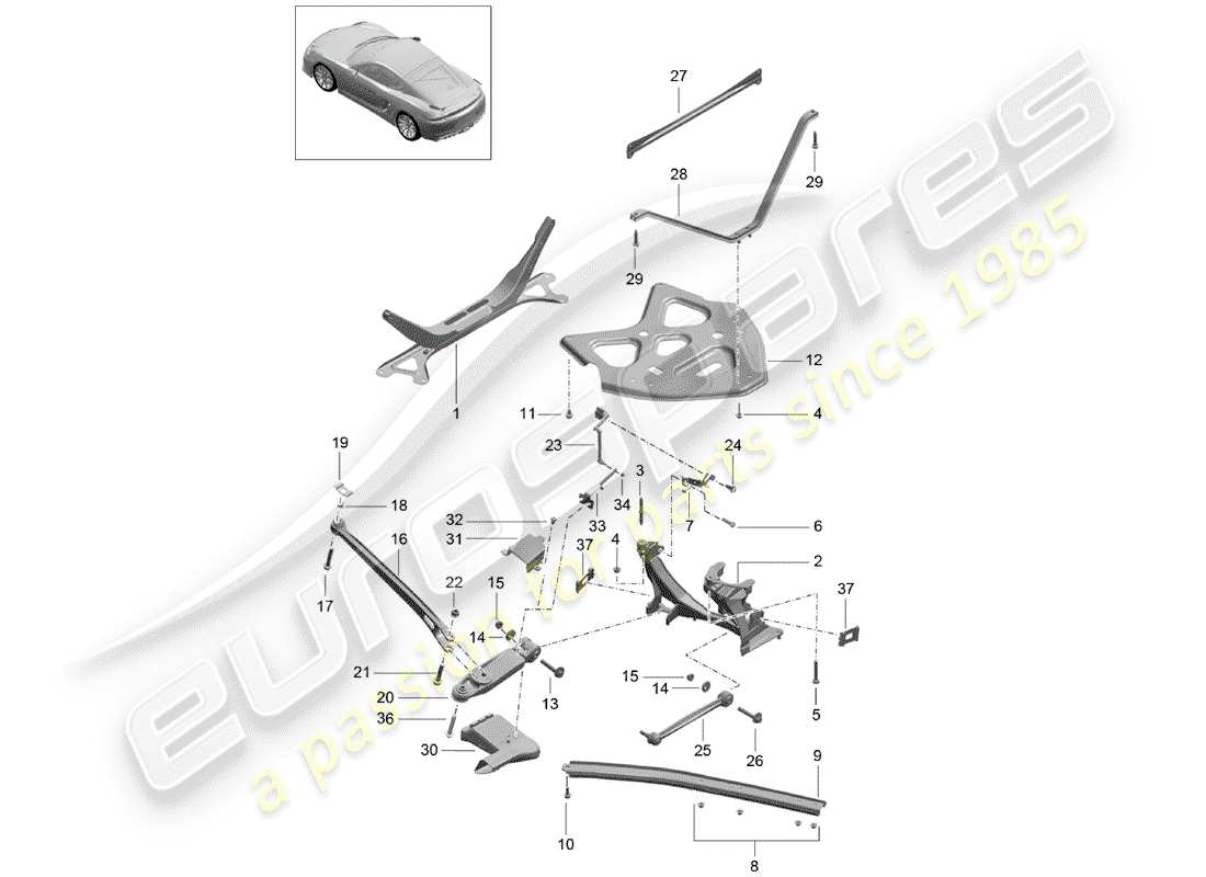Porsche Cayman GT4 (2016) EJE POSTERIOR Diagrama de piezas