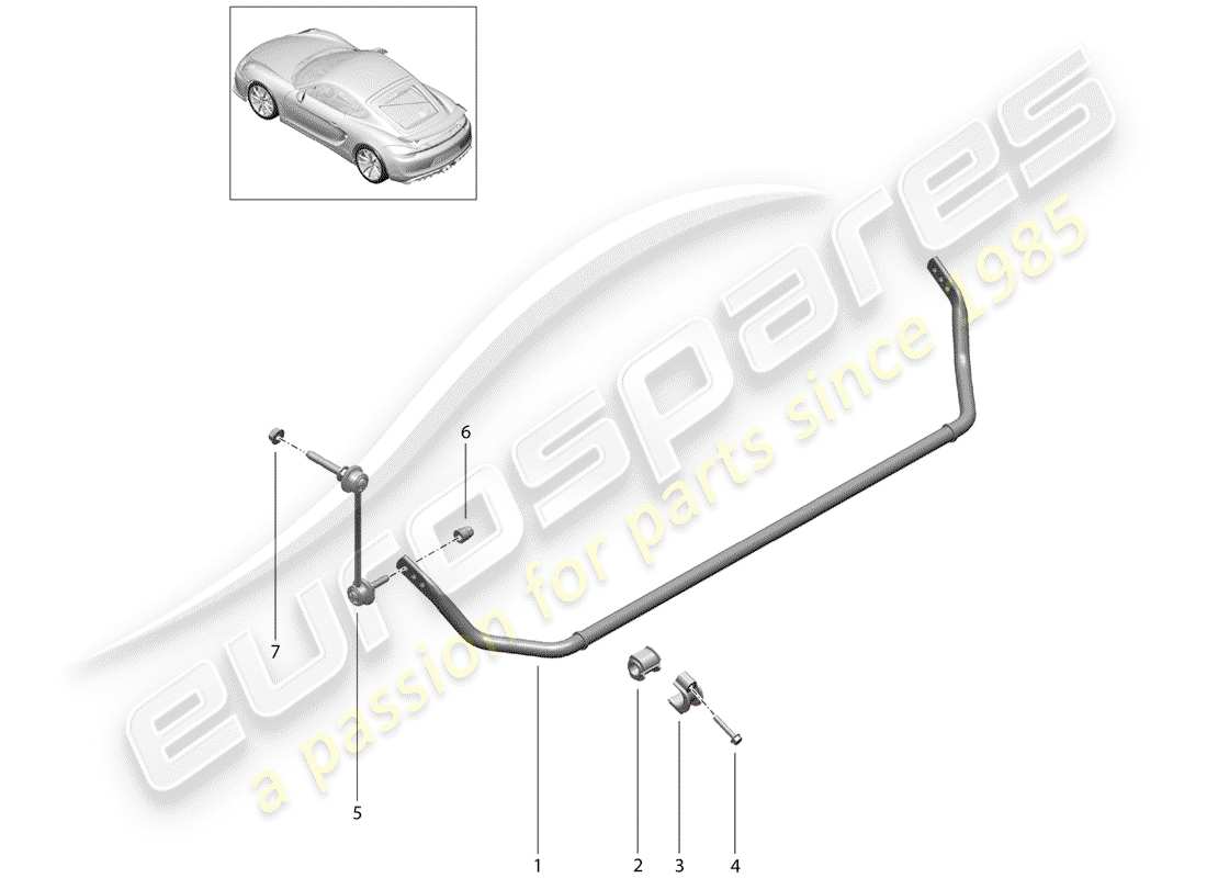 Porsche Cayman GT4 (2016) ESTABILIZADOR Diagrama de piezas