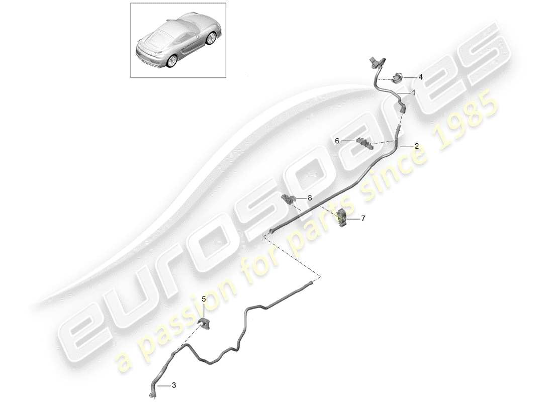 Porsche Cayman GT4 (2016) línea de vacío Diagrama de piezas