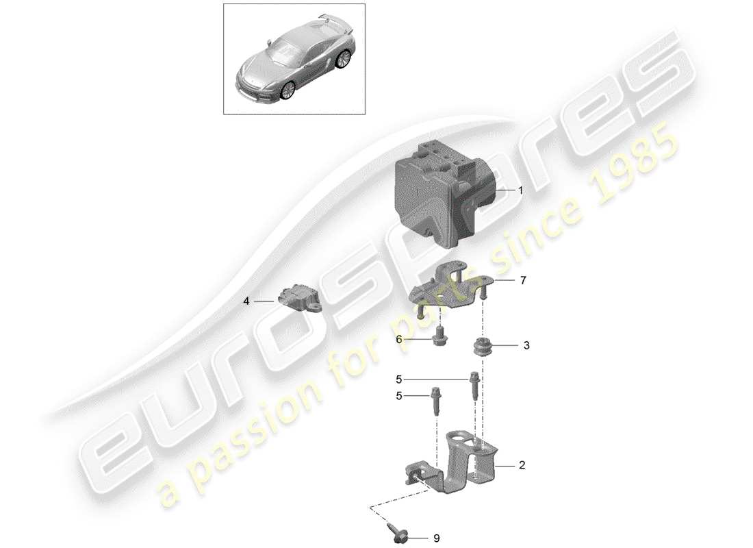 Porsche Cayman GT4 (2016) unidad hidraulica Diagrama de piezas