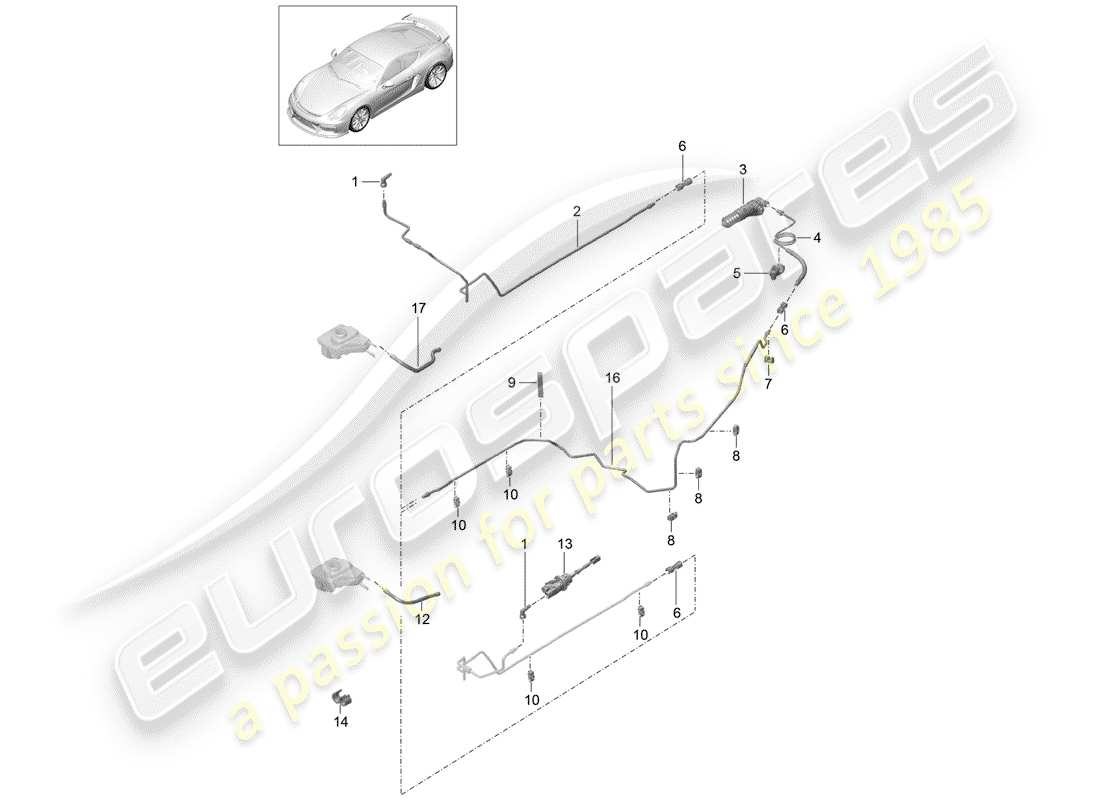 Porsche Cayman GT4 (2016) accionamiento del embrague Diagrama de piezas