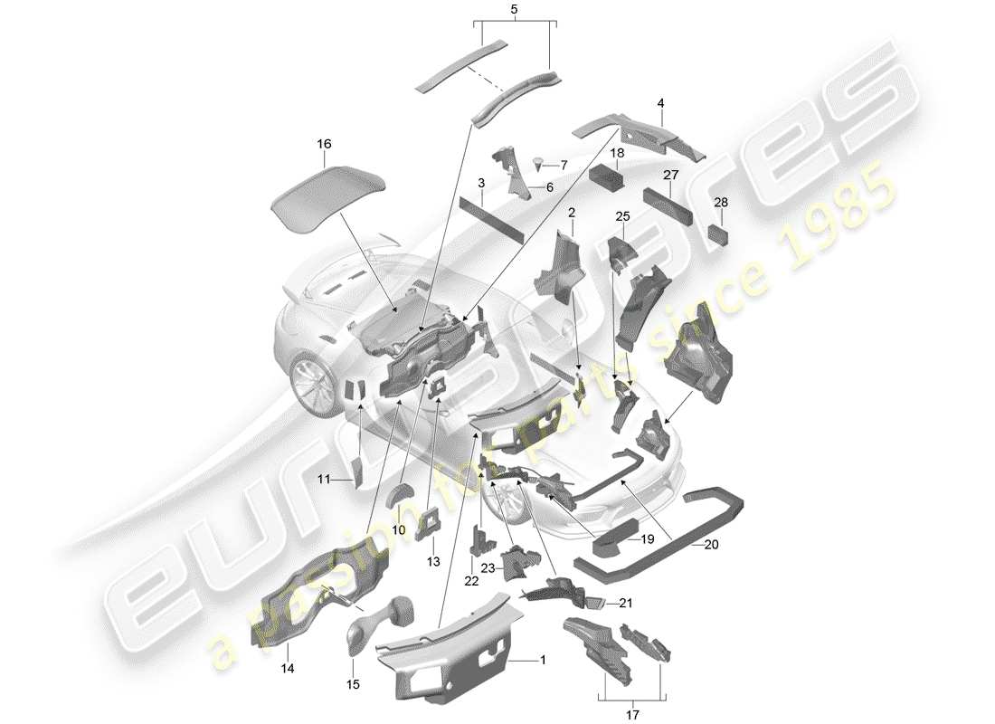 Porsche Cayman GT4 (2016) Carrocería Diagrama de piezas