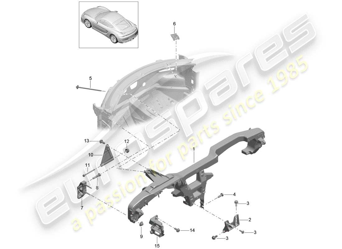 Porsche Cayman GT4 (2016) marco de retención Diagrama de piezas