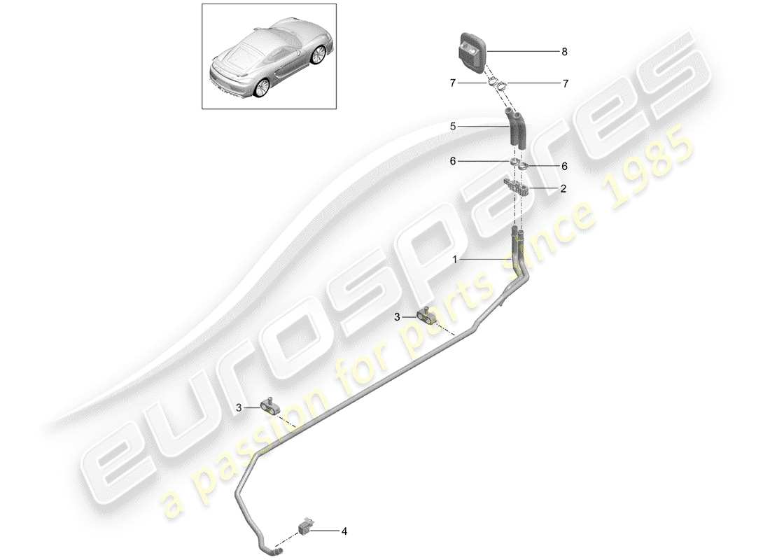 Porsche Cayman GT4 (2016) Calentador Diagrama de piezas