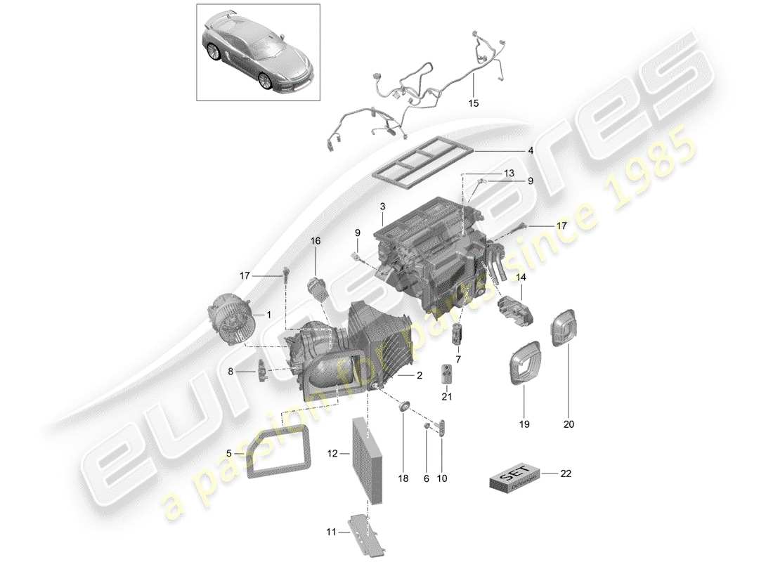 Porsche Cayman GT4 (2016) aire acondicionado Diagrama de piezas