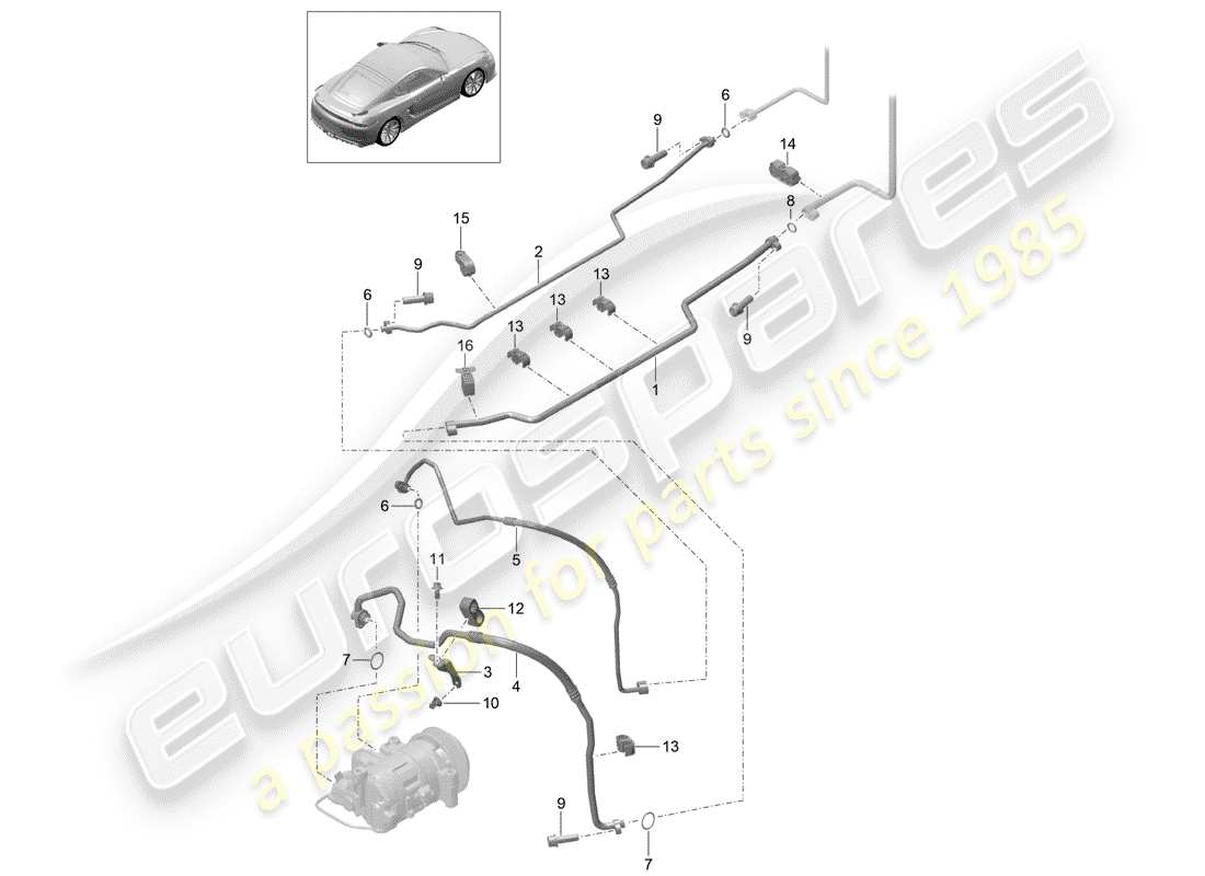 Porsche Cayman GT4 (2016) CIRCUITO REFRIGERANTE Diagrama de piezas