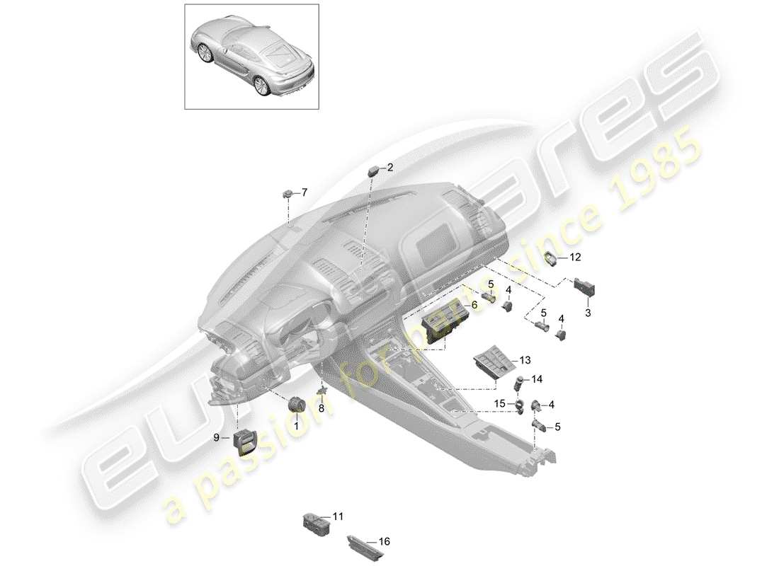 Porsche Cayman GT4 (2016) SWITCH Diagrama de piezas