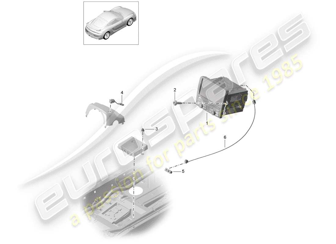 Porsche Cayman GT4 (2016) unidad Operativa Diagrama de piezas
