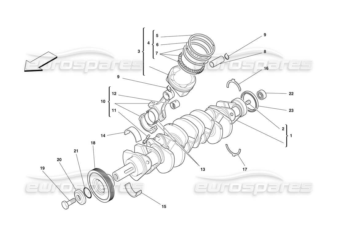Ferrari F50 Driving Shaft - Connecting Rods and Pistons Diagrama de piezas