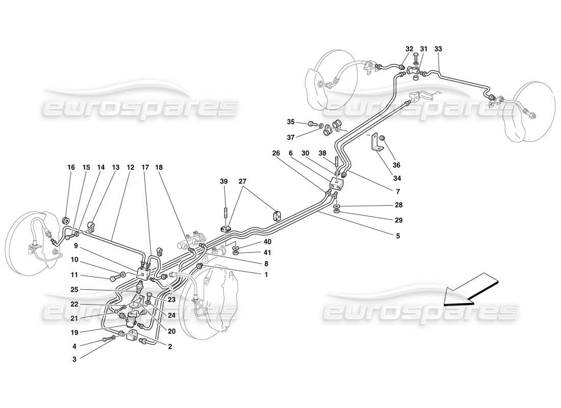 Ferrari F50 Sistema de freno y embrague Diagrama de piezas