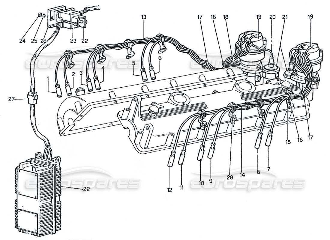 Ferrari 365 GT 2+2 (Mecánico) Encendido Diagrama de piezas