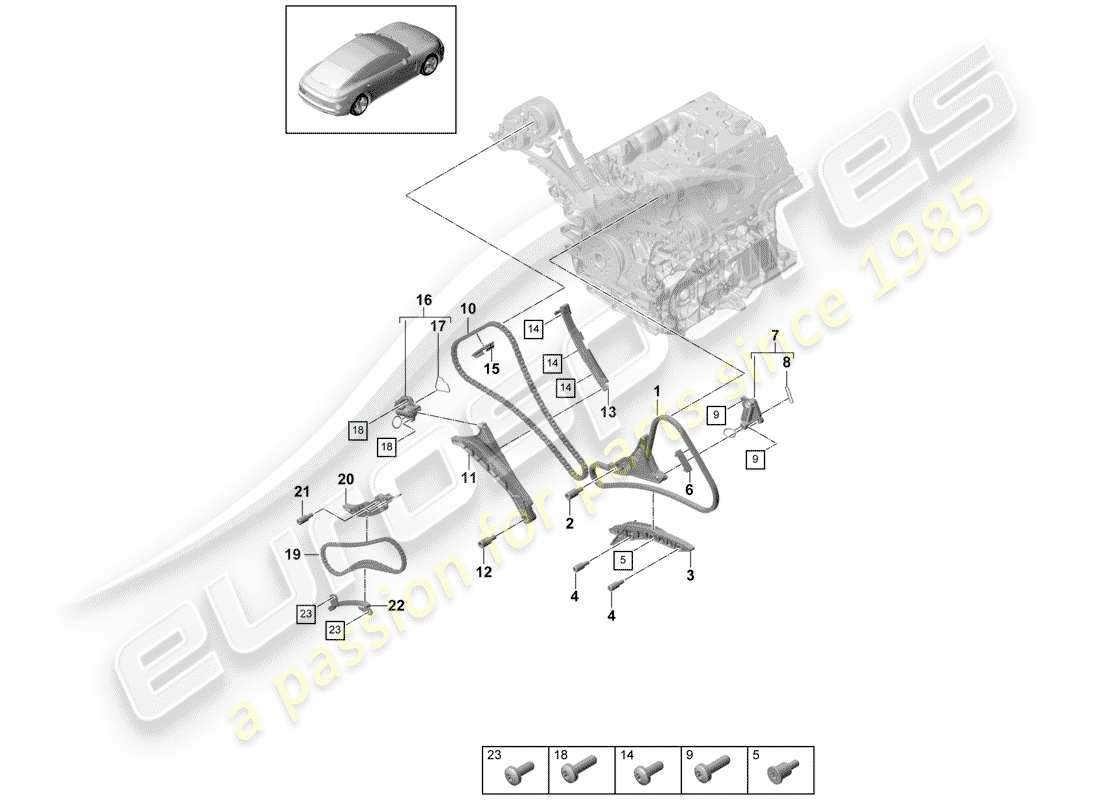 Porsche Panamera 971 (2017) CADENA DE DISTRIBUCIÓN Diagrama de piezas