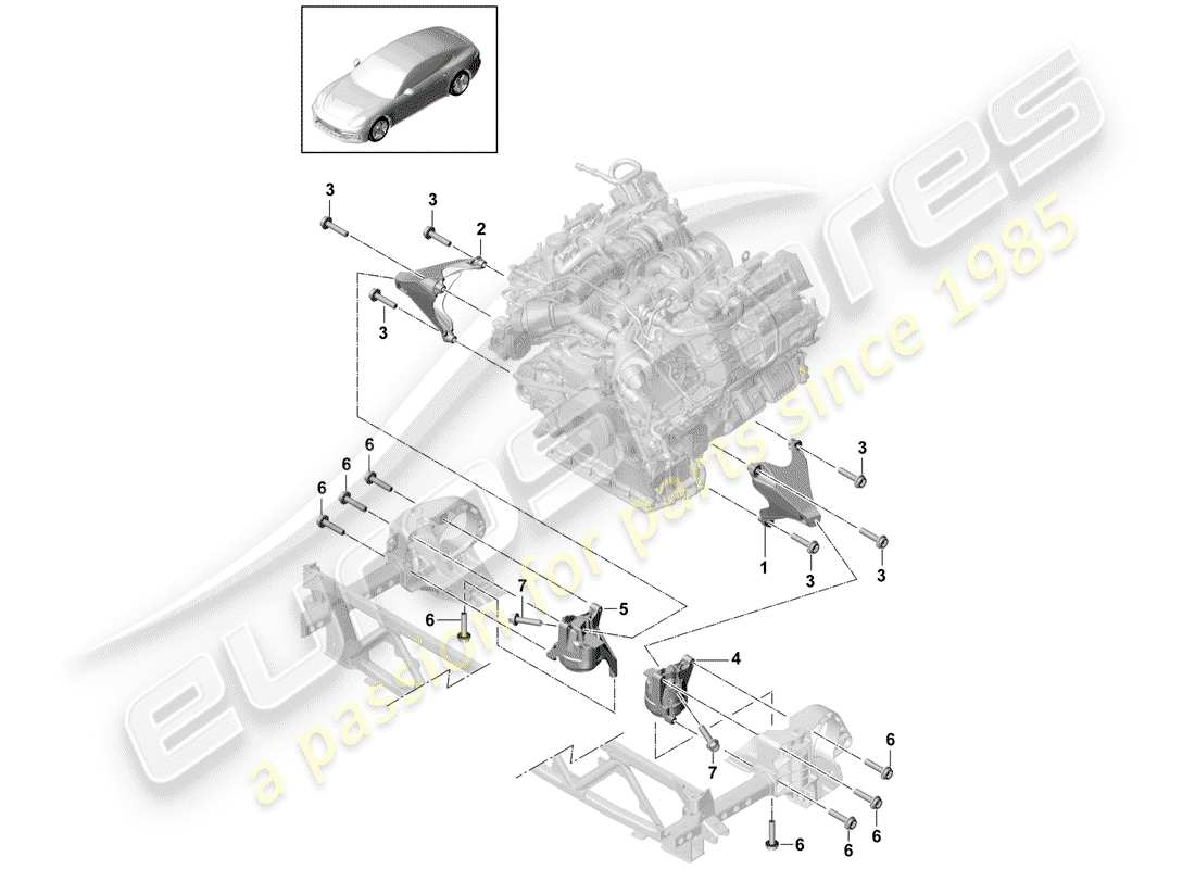 Porsche Panamera 971 (2017) DISPOSITIVO DE ELEVACIÓN DEL MOTOR Diagrama de piezas
