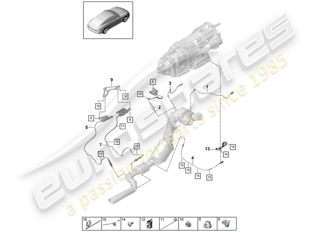 Porsche Panamera 971 (2017) Sistema de escape Diagrama de piezas