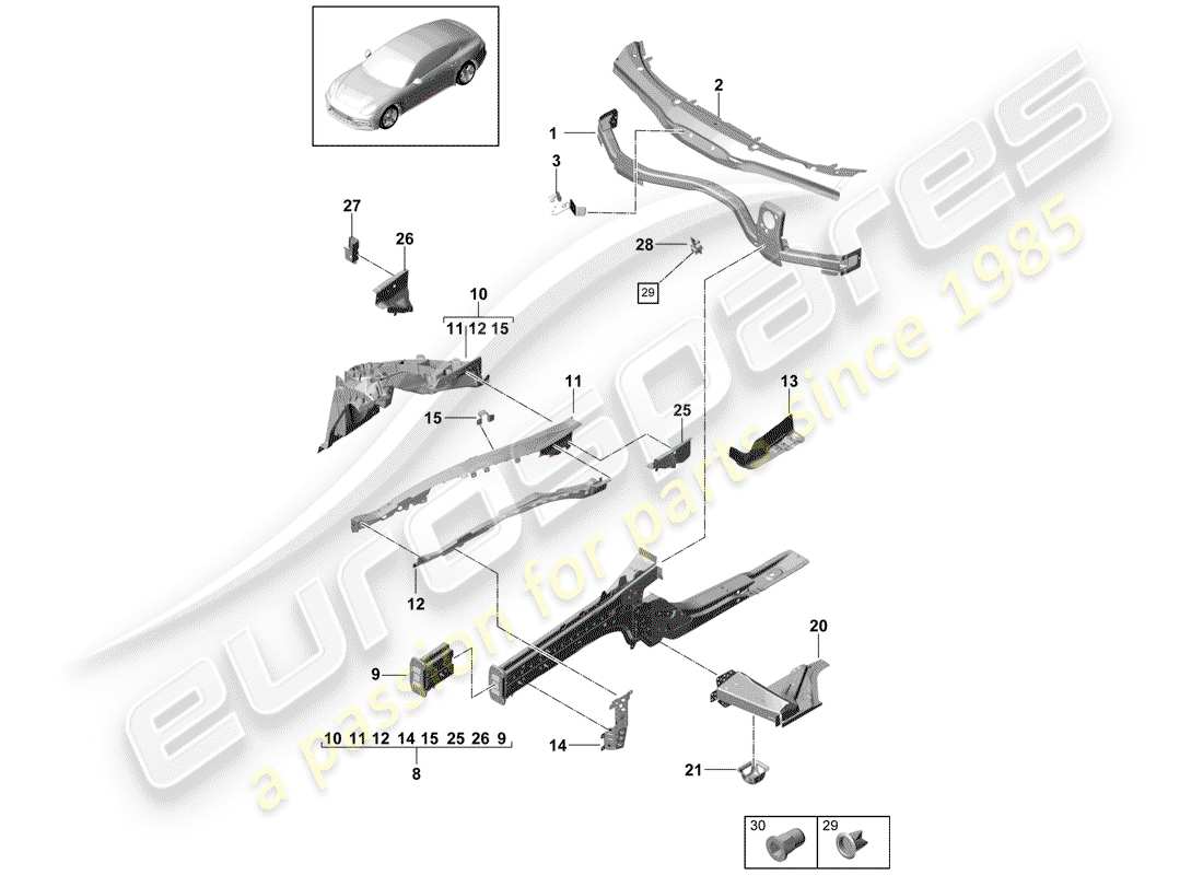 Porsche Panamera 971 (2017) Interfaz Diagrama de piezas