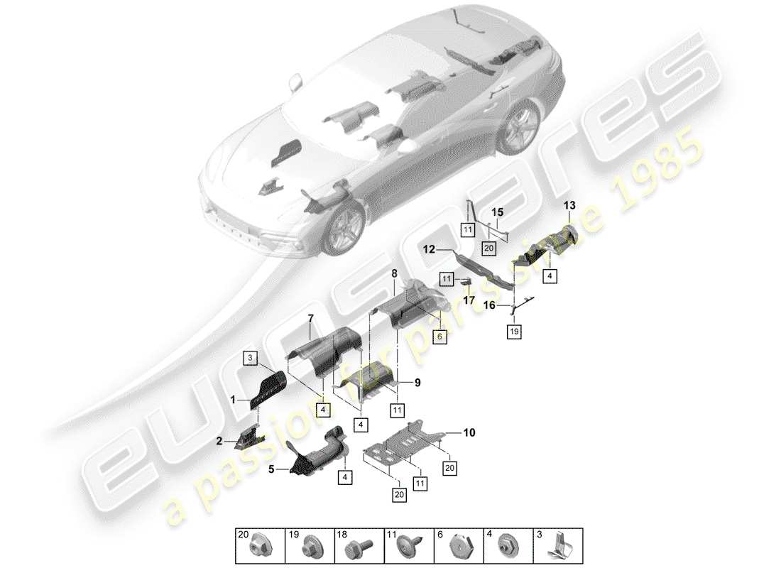 Porsche Panamera 971 (2017) adornos Diagrama de piezas