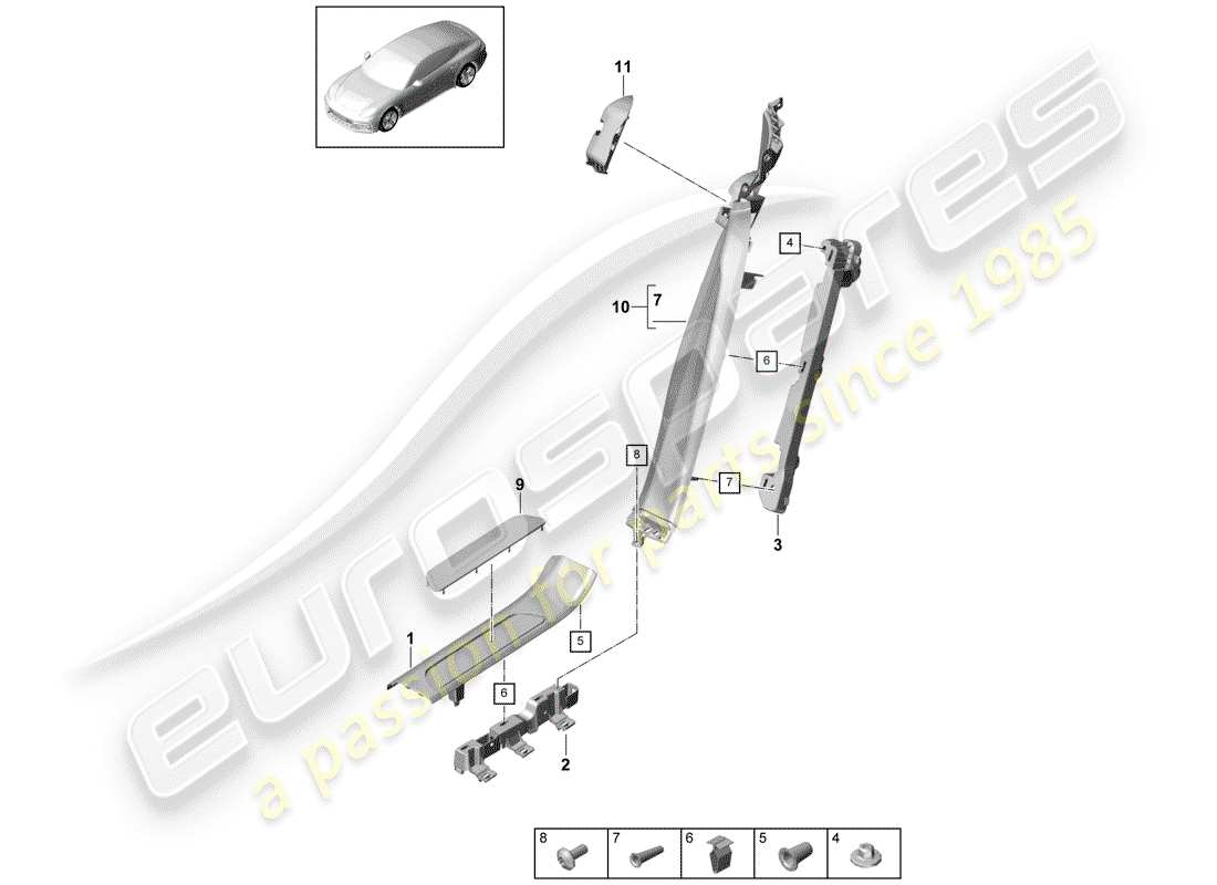 Porsche Panamera 971 (2017) EMBELLECEDOR DEL PANEL DE UMBRAL Diagrama de piezas