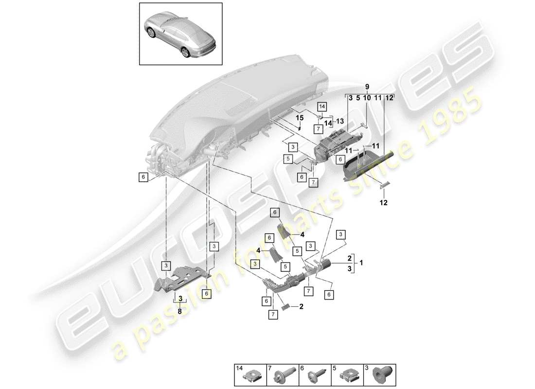 Porsche Panamera 971 (2017) Accesorios Diagrama de piezas