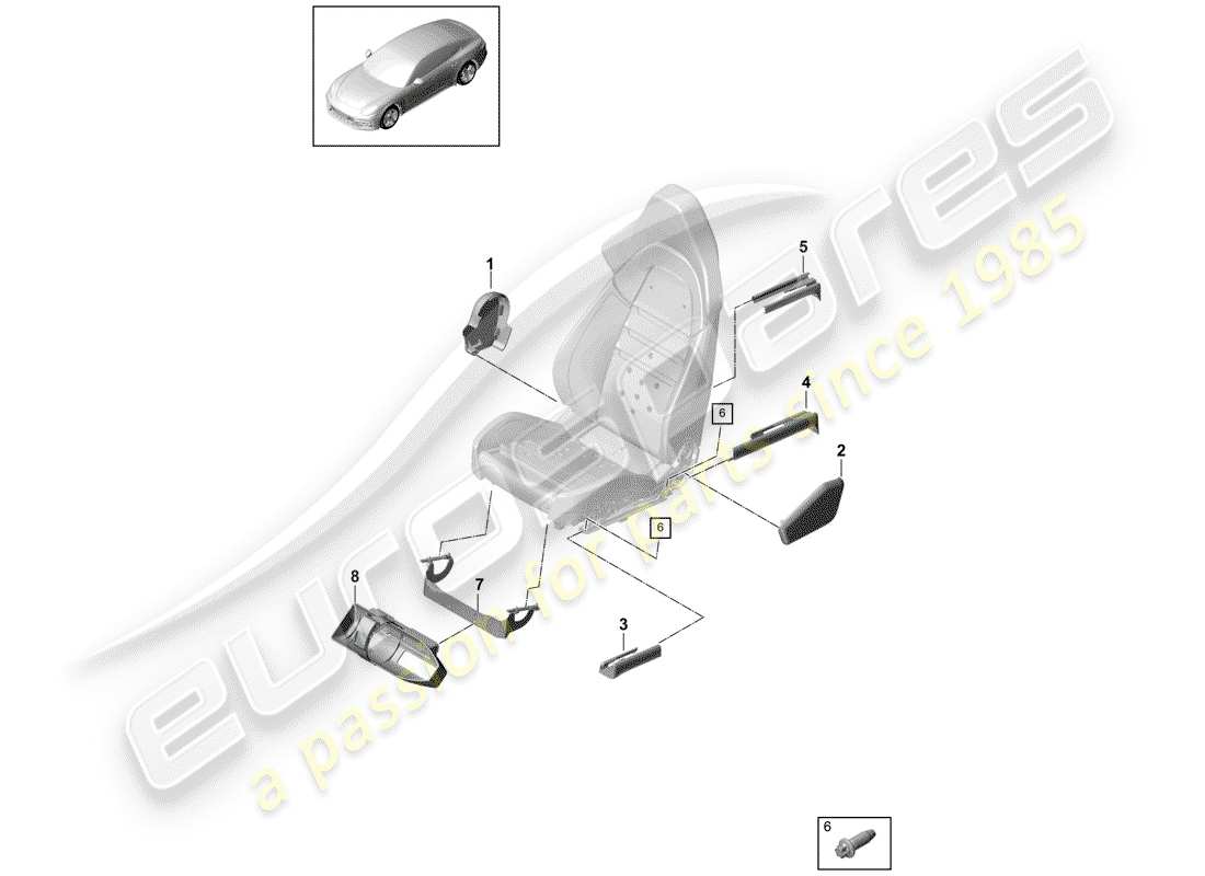 Porsche Panamera 971 (2017) ASIENTO Diagrama de piezas
