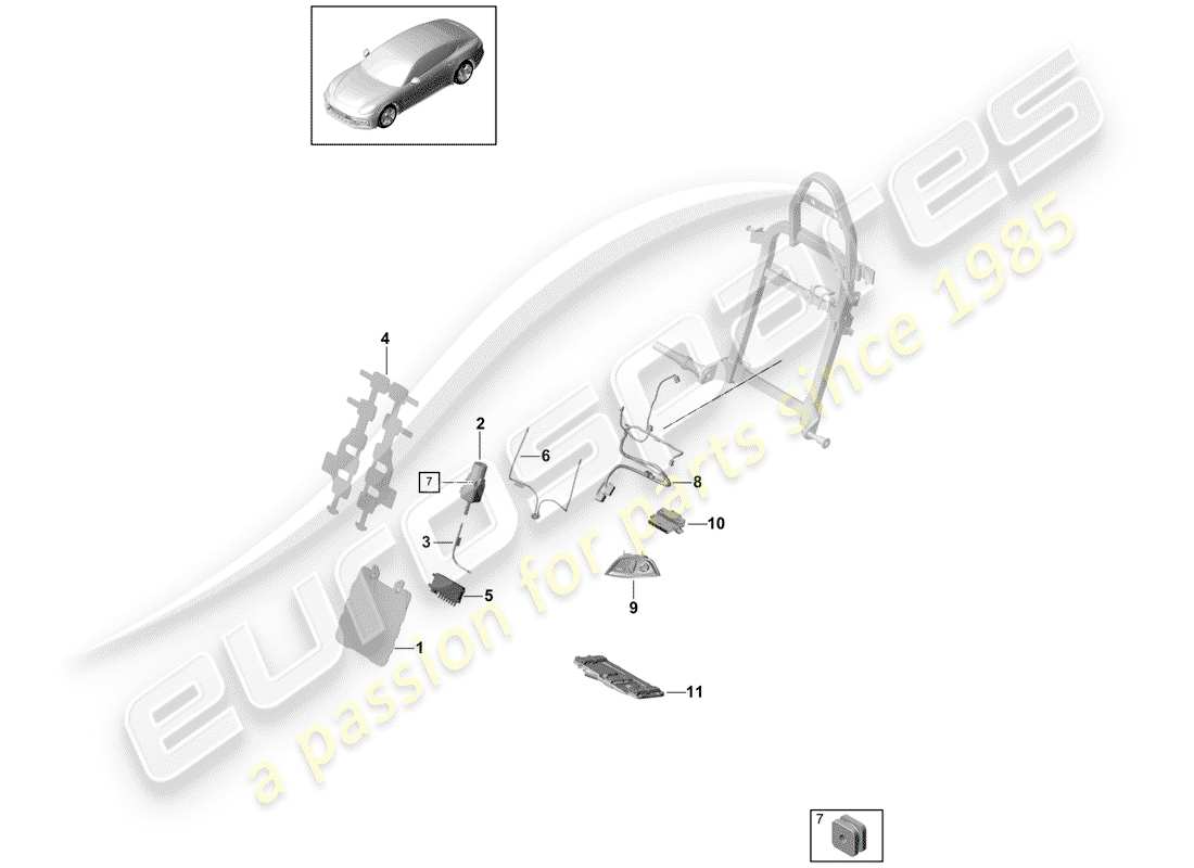 Porsche Panamera 971 (2017) lumbar Diagrama de piezas